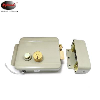 China Front Door Electric Door Lock Hyland OEM CE 1073DL Double Cylinder Left Open, 12V Electric Rim Lock With Push Button, for sale