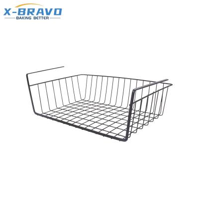 China Viable Under Table Storage Basket Rack Buffet Shelf Hanging Finished Cabinet Partition Rack for sale