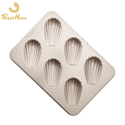 China Durable Heavy Duty Carbon Steel 6 Cups Cake Mold Madeleine Baking Pan Rectangular Nonstick Biscuit Mold Cake Pan Tray for sale