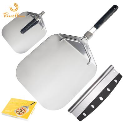 China Viable Folding Pizza Transfer Tool Pizza Shovel Handle Aluminum Plastic Pizza Shovel Pizza Peel for sale