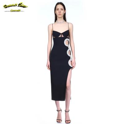 China Summer Anti-Static Maxi Striped Vestido Cohesive Sexy Bandage Modest Evening Dress Women's 2022 Clothing for sale