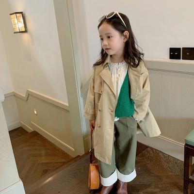 China Girls Clothing Breathable Custom Teen Girls Crossover Belted Gap Coat Long For Kids 4-14y for sale