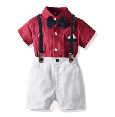 China Customized New Arrival Fashion Casual Leaf Letter Tops Solid Shorts Set Kids Clothing Boys Summer Clothing Set for sale