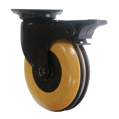 China Chinese Factory Suppliers Custom Modern Professional 4 Inch Wooden Caster With Brake for sale