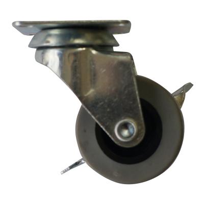 China 40mm Gray Swivel Modern Furniture Caster Small Caster With TPR Wheel Side Brake for sale