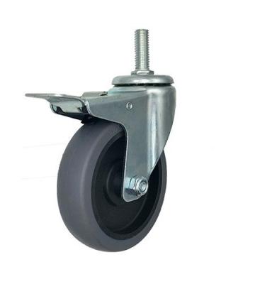 China Modern Medium Duty Caster 4 Inch 100 Mm Swivel Threaded Stem TPR Wheel Caster With Brake for sale