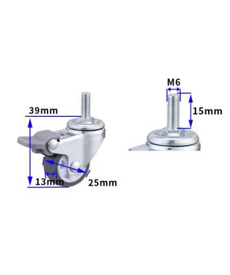 China Modern Gray 1 Inch Stem Swivel Threaded Caster 25 Mm Small Band Wheel Caster With Brake for sale