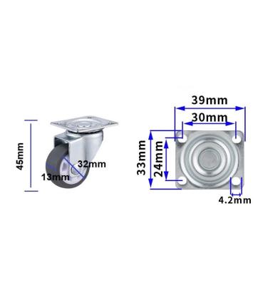 China Gray Modern 1.25 Inch Swivel Caster 32mm Small Tape Wheel Caster With Plate for sale