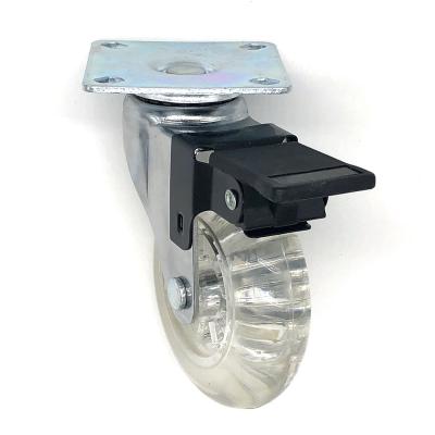 China Contemporary Transparent Caster Wheels 3 Inch 75 Mm Swivel Gel PVC Wheel Caster With Brake For Furniture for sale