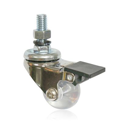 China Contemporary Transparent 1.5 Inch Swivel Caster Wheels 35 Mm Threaded Stem Small Furniture Caster With Brake for sale