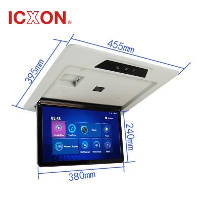 China Support Multi-Language Remote Control Car Ceiling Mounted Monitor 15.6 Inch Screen Android Flip Down Monitor Bus LCD TV With Camera for sale