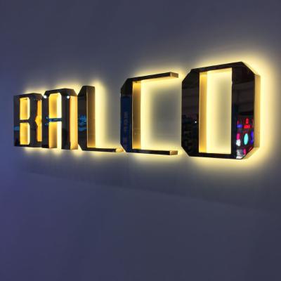 China Electroplating Gold Mirror Metal Backlit Letter Sign M4 Screw Mount for sale