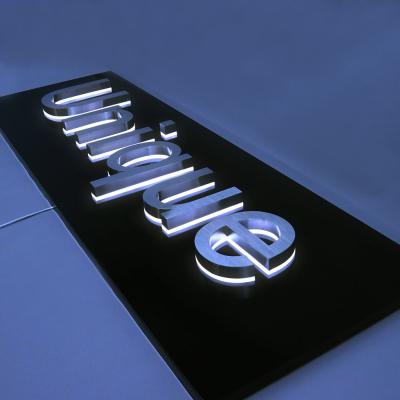 China Stainless Steel Restaurant Sign Board Backlit 12VDC For Shop Company Name for sale