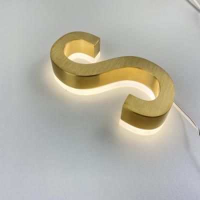 China Brush Ss 3d Letter Signgold Backlit Logo Light Up 20mm for sale