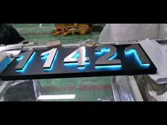 Custom silver brush led backlit door number sign rgb lighting letter board