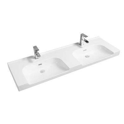 China Hot Selling Hot Product EUROPEAN 55 Inch Table Top Bowl Hand Basin Ceramic Glossy White Double Sink For Bathroom Book for sale