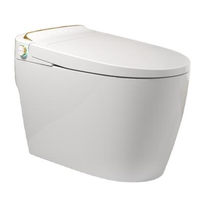 China Automatic Operation Design Luxury White With Gold Color Automatic Flush Sensor Smart Toilet for sale