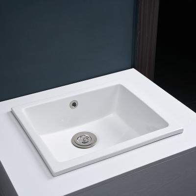 China Custom Farmhouse Kitchen Sink Rectangular White Bowl Ceramic Undermount Kitchen Sink for sale