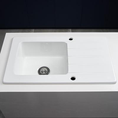 China EUROPEAN Single Under Mounted White Ceramic Kitchen Sinks High Temperature Kitchen Basin for sale