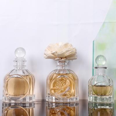 China Gift & Hot Selling Craft Custom Empty Flat Round 150ml Reed Diffuser Glass Bottle For Home Perfume for sale