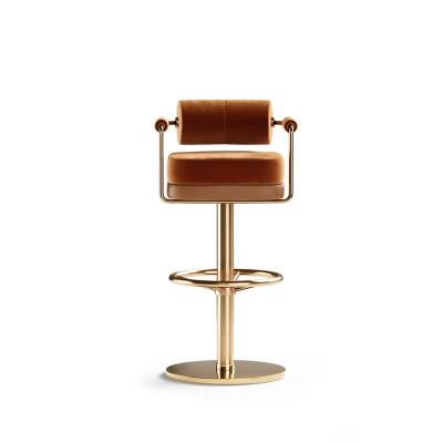 China Nordic luxury high quality stable metal frame bar furniture modern premium velvet upholstered bar stools for sale