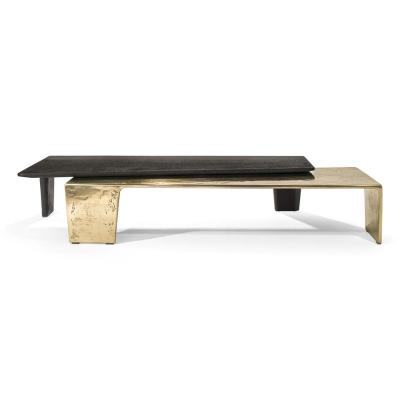 China Modern Italian Luxury Hotel Furniture Designer Solid Wood Metal Coffee Table for sale