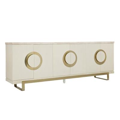 China Modern Minimalist Design Modern White Sideboard Cabinet Marble Countertop TV Cabinet Solid Wood Console for sale