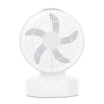 China Emergency Fan 12 inches small portable multifunctional Rechargeable solar fan with speaker and small night light for sale