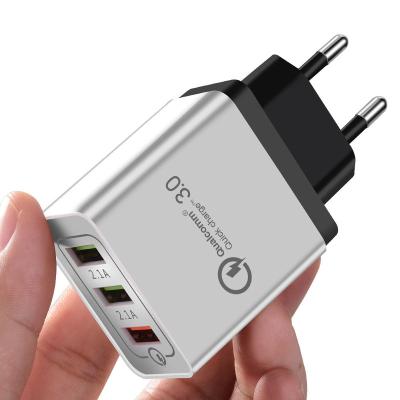 China Universal New Quick Charge Wall Charger 3 Usb Power Adapter Fast Wall Chargers US/EU Plug Adapte for iPhone 12 for sale