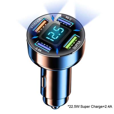 China Mobile Phone Hot Sale Battery Voltage Detection Digital Display Car Charger 4 Ports 66W Super Charge Fast Charging PD QC3.0 Car Charger for sale