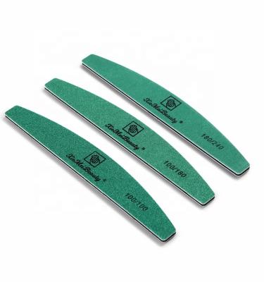 China High Quality Waterproof 180/240 Grit Waterproof Custom Half Moon Nail Care Sandpaper Washable Green Nail File for sale