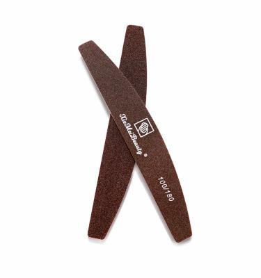 China Nail Care Guangzhou Xiemei Nail Folder Factory Custom Logo 100/180 Grit Half Moon Brown Washable Nail File for sale