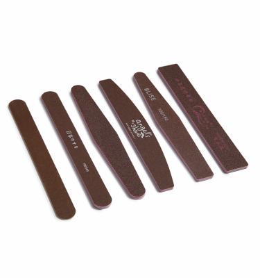 China Nail Care Rectangle Shape Custom Logo 100/180 Grit Washable Waterproof Brown Nail File for sale