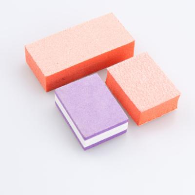 China Nail Care 2 Ways Mini Nail Sanding Block Mini Blue Orange Gray Purple White Disposable Nail Buffer Block for sale