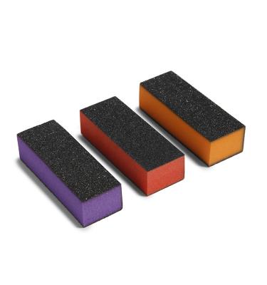 China Top Quality Nail Care Sand Drop Not Off Orange Nail Block 3 Way Nail Buffer Damping Block Orange for sale