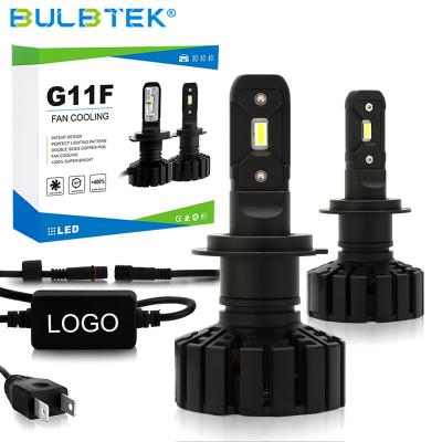 China BULBTEK G11F New Super Bright Fan 90W LED Headlight Fan Type H7 H11 9004 LED Car Headlight 9005 9006 9007 9012 5202 Auto Headlight 1900 for sale