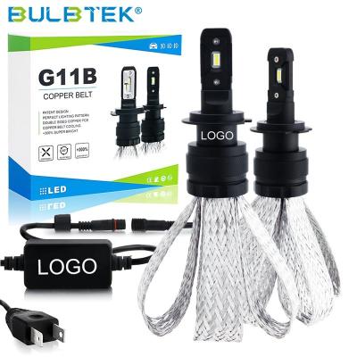 China BULBTEK G11B 9005 9006 9007 9012 5202 Auto Lighting Systems H7 H11 9004 LED Headlight CANBUS Faro LED Fanless Car Bulbs AC for sale