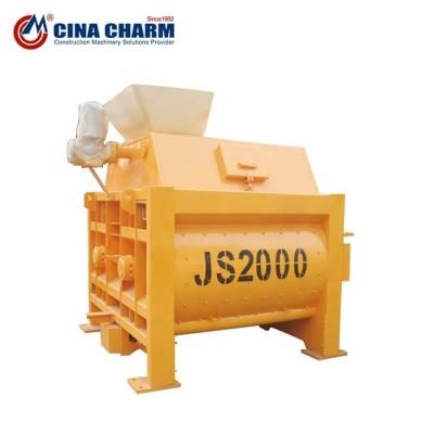 China High Quality 2 Yards Working Efficiency Concrete Mixer JS2000 Forced Twin Shaft Concrete Mixer for sale