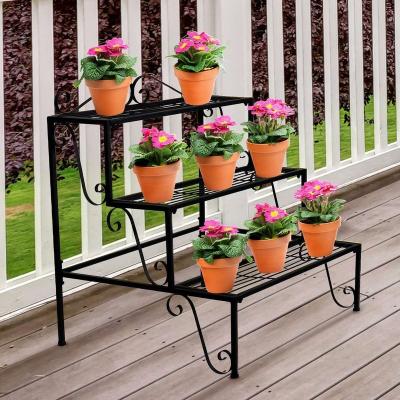 China Idyllic Stylish Modern Indoor Living Room Decoration Flower Pot Plant Stand Durable Gold Iron Plant Stand 3sizes In One Set for sale