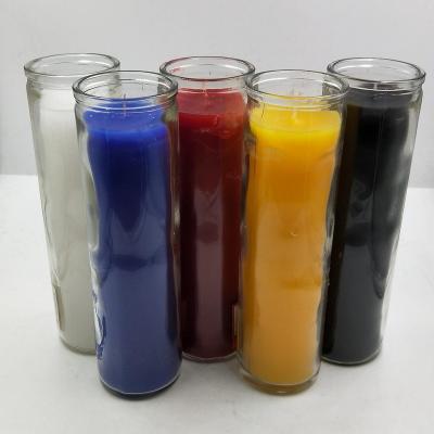 China Custom 7days Burn Proof Time Church Religious Private Label Wind Glass Jar Candles for sale