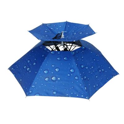 China Diameter Folding Double Layer Folding Wind Protection Umbrella Compact UV Hat for sale