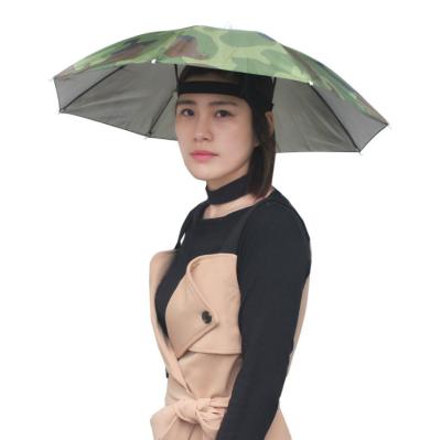 China Customized Folding Hands Free Funny Rainbow Umbrella Hat For Adults And Kids for sale