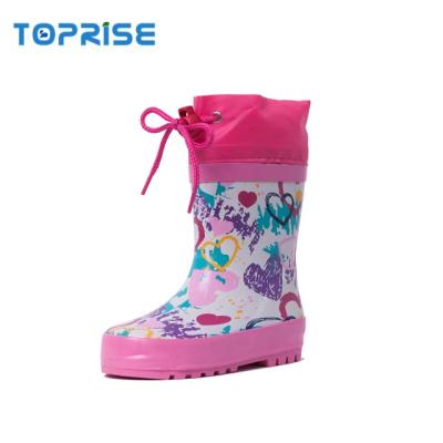 China 100%waterproof custom drawstring wool liner tall rubber rain boots for kids for sale