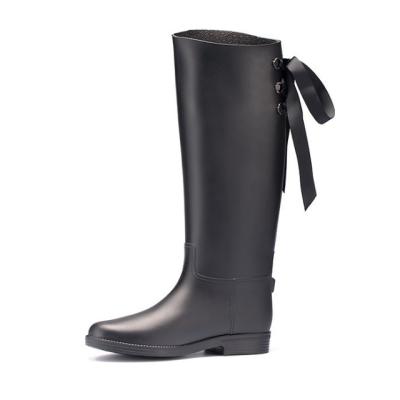 China Fashion Trend OEM Long Equestrian Horse Riding Striped Rain Boots For Women for sale