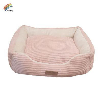 China Customized High Quality New Design Pet Bed Corduroy Pink Special Cloth Kennel Dog Beds Heating Accessories for sale