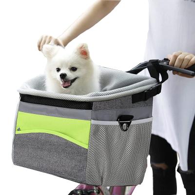 China Viable Safety Dog Bike Basket Pet Bicycle Carrier Dog Travel Car Booster Seat For Small Dogs Cat With Safety Rope Reflective Markings for sale