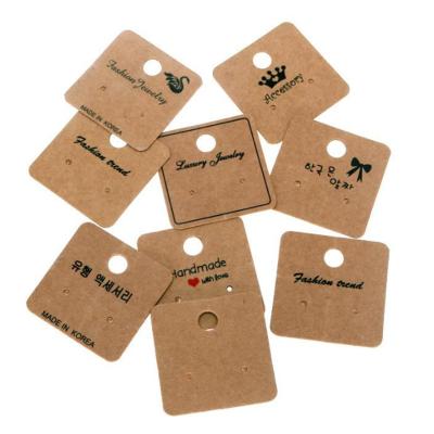 China Recyled Factory Price Paper Label Tag Size Tag Custom White Or Black Card Cotton Earring Folded Jewelry Card for sale