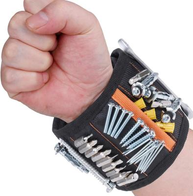 China Custom 15 Pcs Multi Functional Magnets Strongest Fastening Tools Screws Magnetic Wristband With 2 Pockets for sale