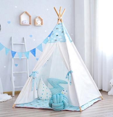 China Toy Safety Standards Indian Kids Play Tent Playhouse Black Tree Printed Cotton Canvas Teepee Tent For Kids en venta