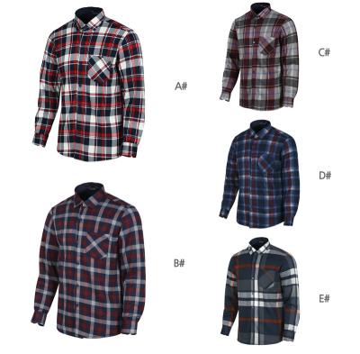 China Custom Logo Design Anti-pilling Men's Autumn Winter Warm Long Sleeve Plaid Shirt Casual Checked Jacket Shirts for sale